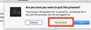 shortcut command for force quit on mac